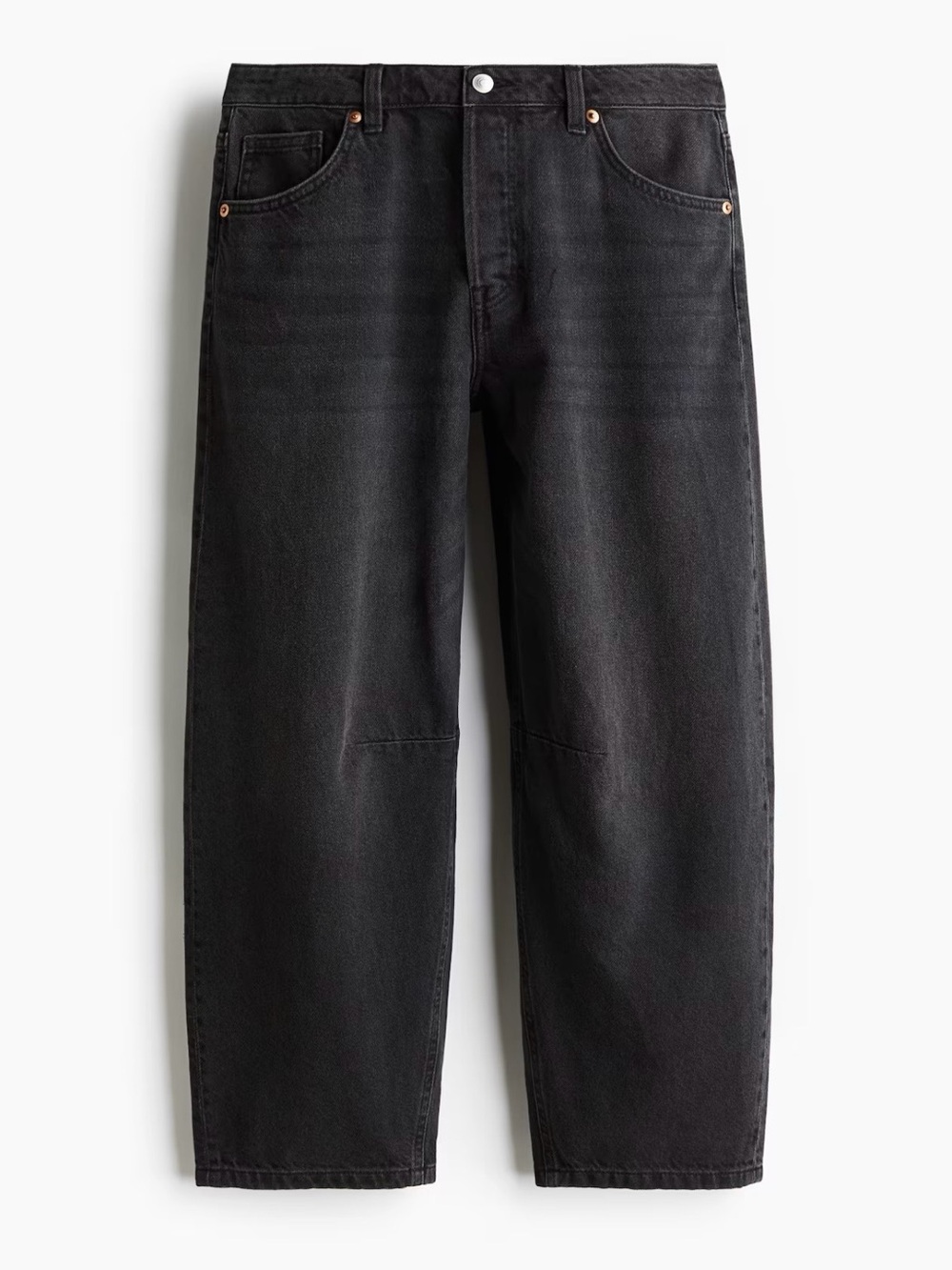 H&M Cropped Barrel leg Jeans in Black Size 2